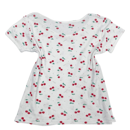 2000s Kawaii Cherry Bow Tee Sz S