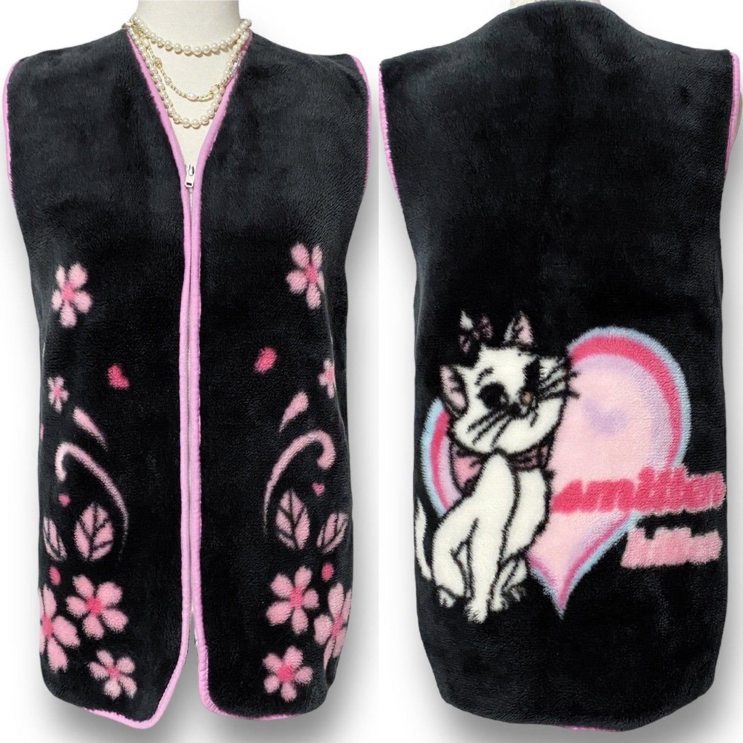 2000s Disney Marie Smitten Kitten Fluffy Vest Sz S/M