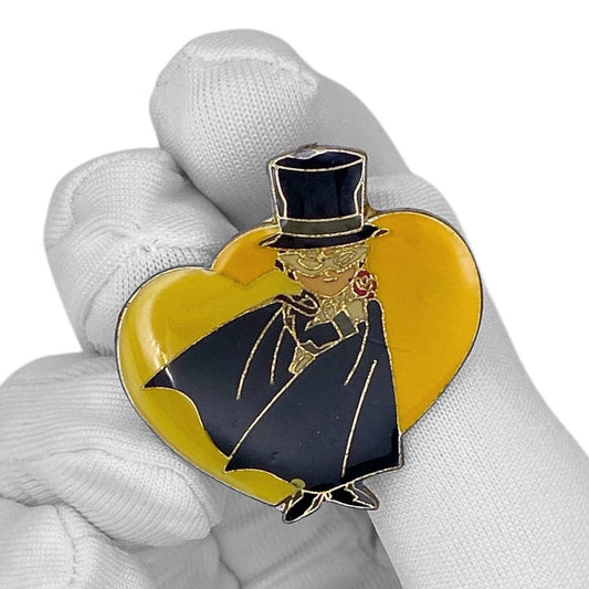 Vintage 90s Sailor Moon Enamel Pin - Tuxedo Mask Yellow Heart