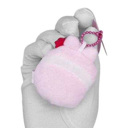 Deadstock New Round Eyes Mascot Plush Keychain - Strawberry Macaroon