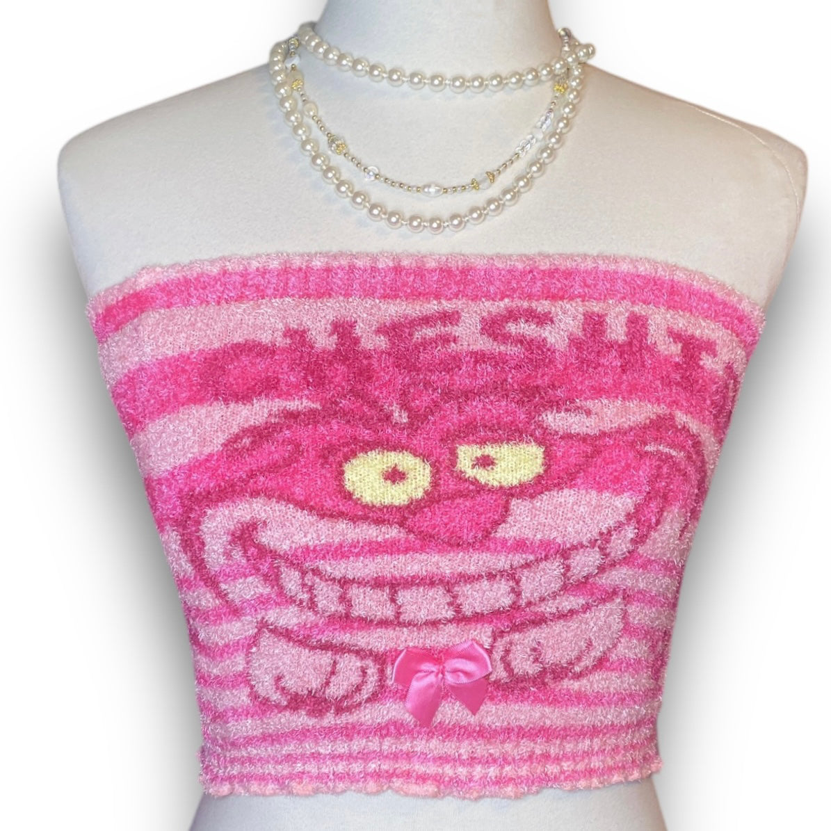 Y2K Disney Alice In Wonderland Cheshire Cat Fluffy Tube Top Sz S