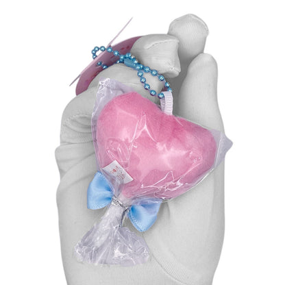 Deadstock New Round Eyes Mascot Plush Keychain - Strawberry Heart Lollipop