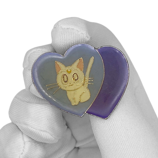 Vintage 90s Sailor Moon Enamel Pin - Artemis Cat Purple Hearts