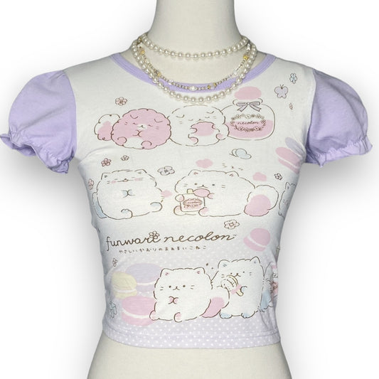 San-X Rare Kawaii Funwari Necolon Cats Pj Top Sz XS