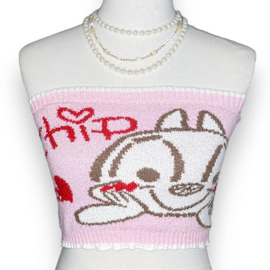 Y2K Disney Chip and Dale Fluffy Tube Top Sz XS/S