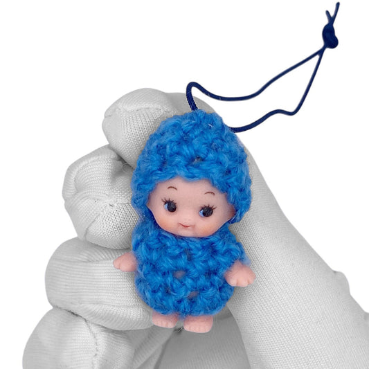 Vintage 90s Kewpie Crochet Outfit Strap - Blue