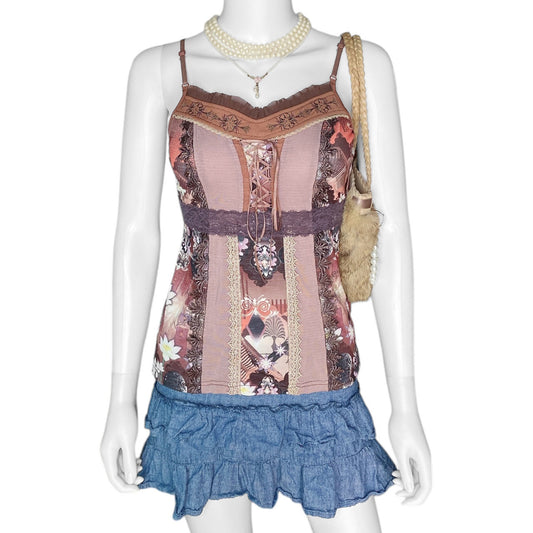 Ozz Oneste Mori Girl Patchwork Fairy Cami Sz S