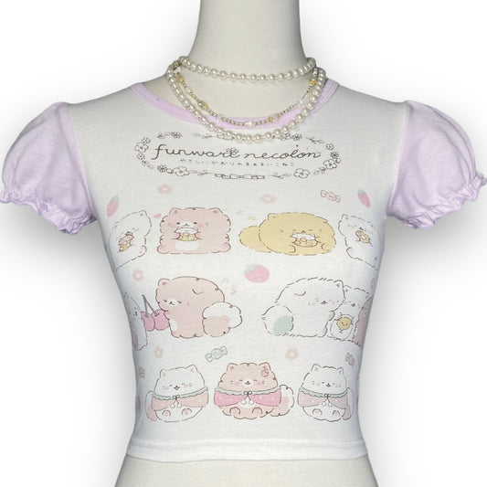 San-X Rare Kawaii Funwari Necolon Cats Pj Top Sz XS/S