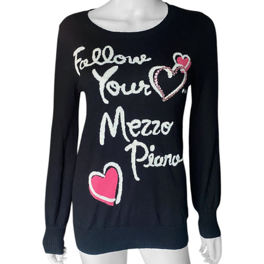 Y2K Mezzo Piano Follow Your Heart Sweater Sz S
