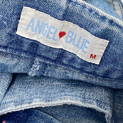 2000s Angel Blue Logo Denim Skirt Sz S