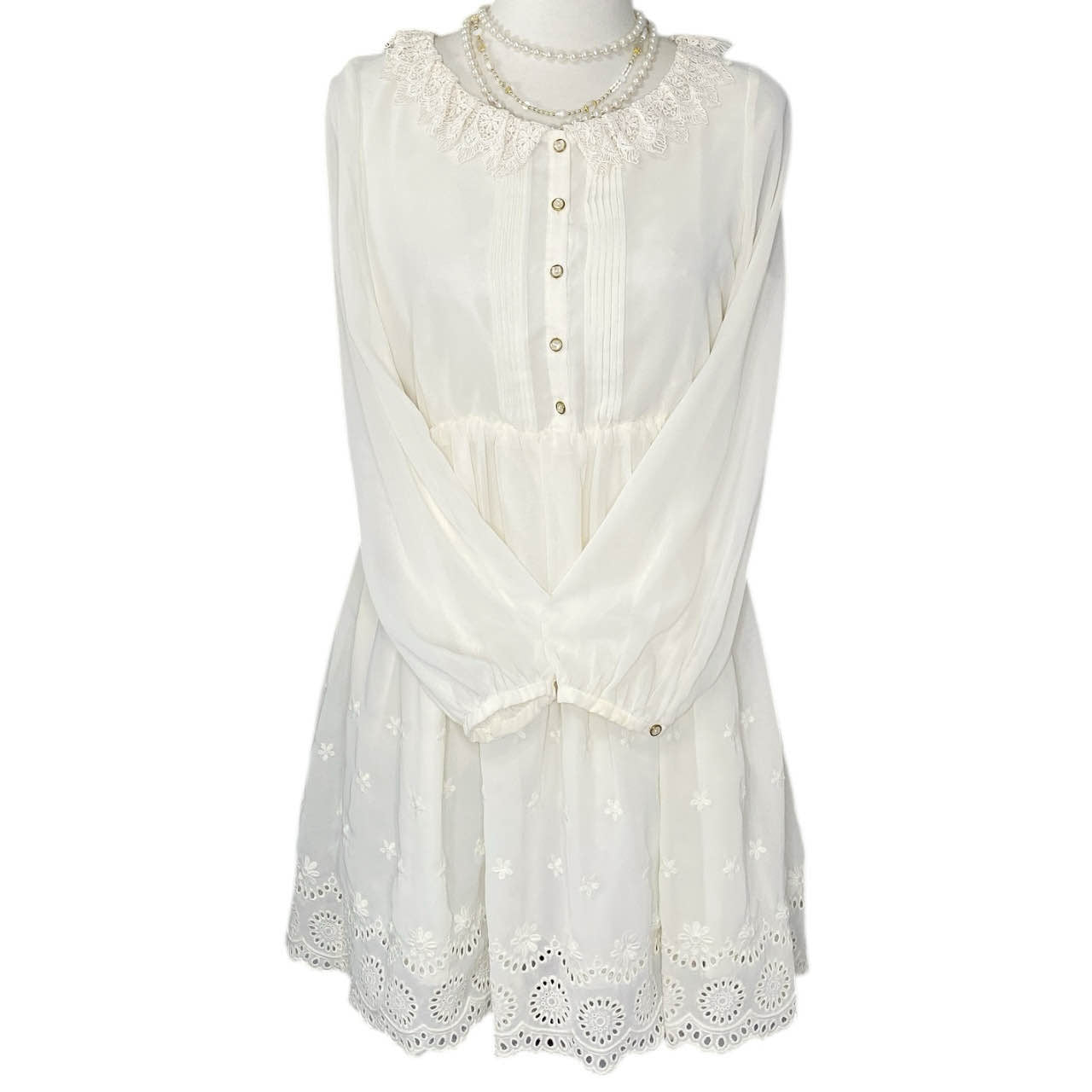 Earth, Music, and Ecology Cream Babydoll Mori Girl Dress Sz M
