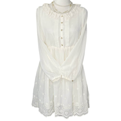 Earth, Music, and Ecology Cream Babydoll Mori Girl Dress Sz M