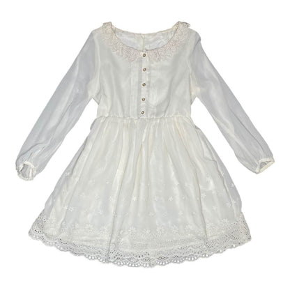 Earth, Music, and Ecology Cream Babydoll Mori Girl Dress Sz M