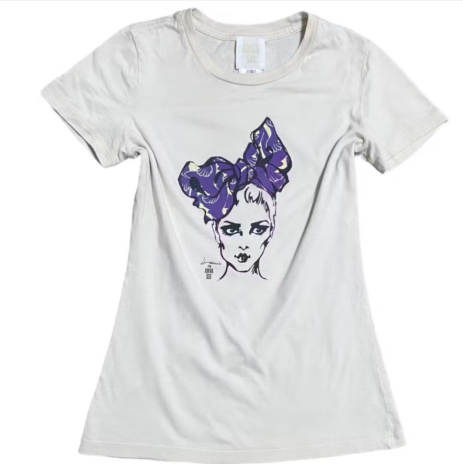 90s Anna Sui Purple Bow Graphic Tshirt Sz S