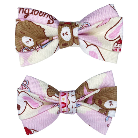 Vintage Sanrio Sugarbunnies Fabric Hair Bow Set