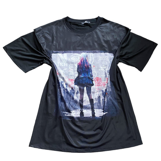 Y2K Nier Anime Style Girl Oversized Tshirt One Size