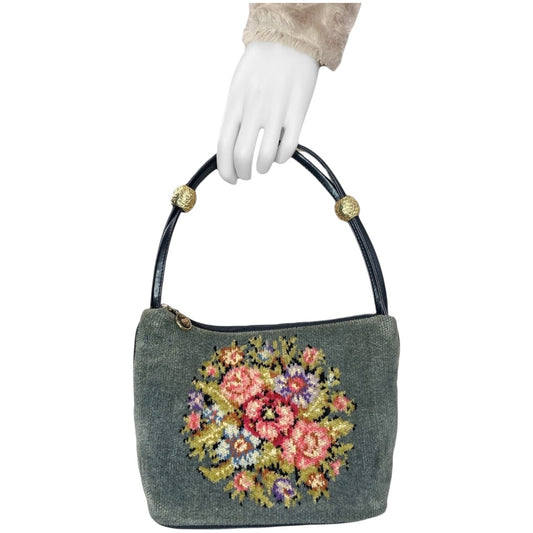 90s Vintage Feiler Floral Grunge Chenille Handbag
