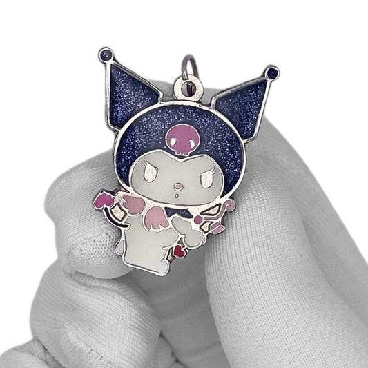 Y2K Rare Sanrio Kuromi Enamel Metal Heart Charm