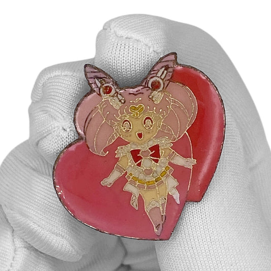 Vintage 90s Sailor Moon Enamel Pin - Chibiusa Pink Hearts