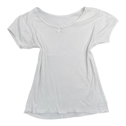 2000s Grunge White Bow Tee Sz S