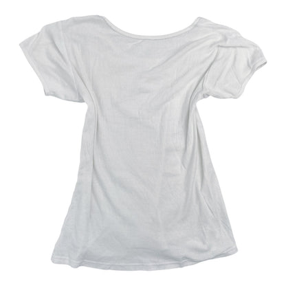 2000s Grunge White Bow Tee Sz S