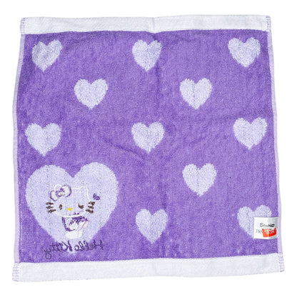 2011 Sanrio Hello Kitty Face Towel - Purple Hearts
