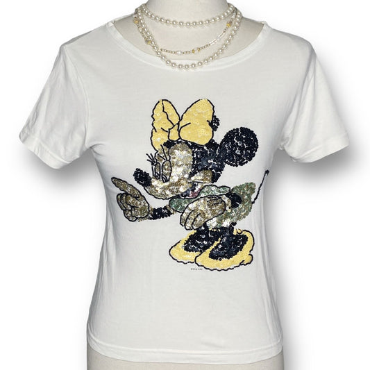 Y2K 2000s Grunge Disney Minnie Mouse Beaded Tee Sz S