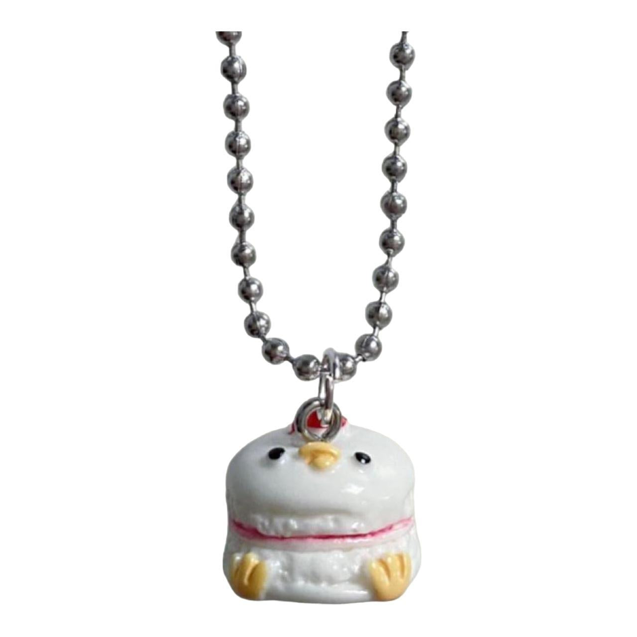 Kawaii Animal Sweets Chick Macaroon Pendant Necklace