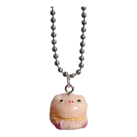 Kawaii Animal Sweets Pig Macaroon Pendant Necklace