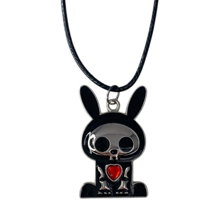 Y2K Rare Visual Kei Skelanimals Character Charm Necklace - Bunny