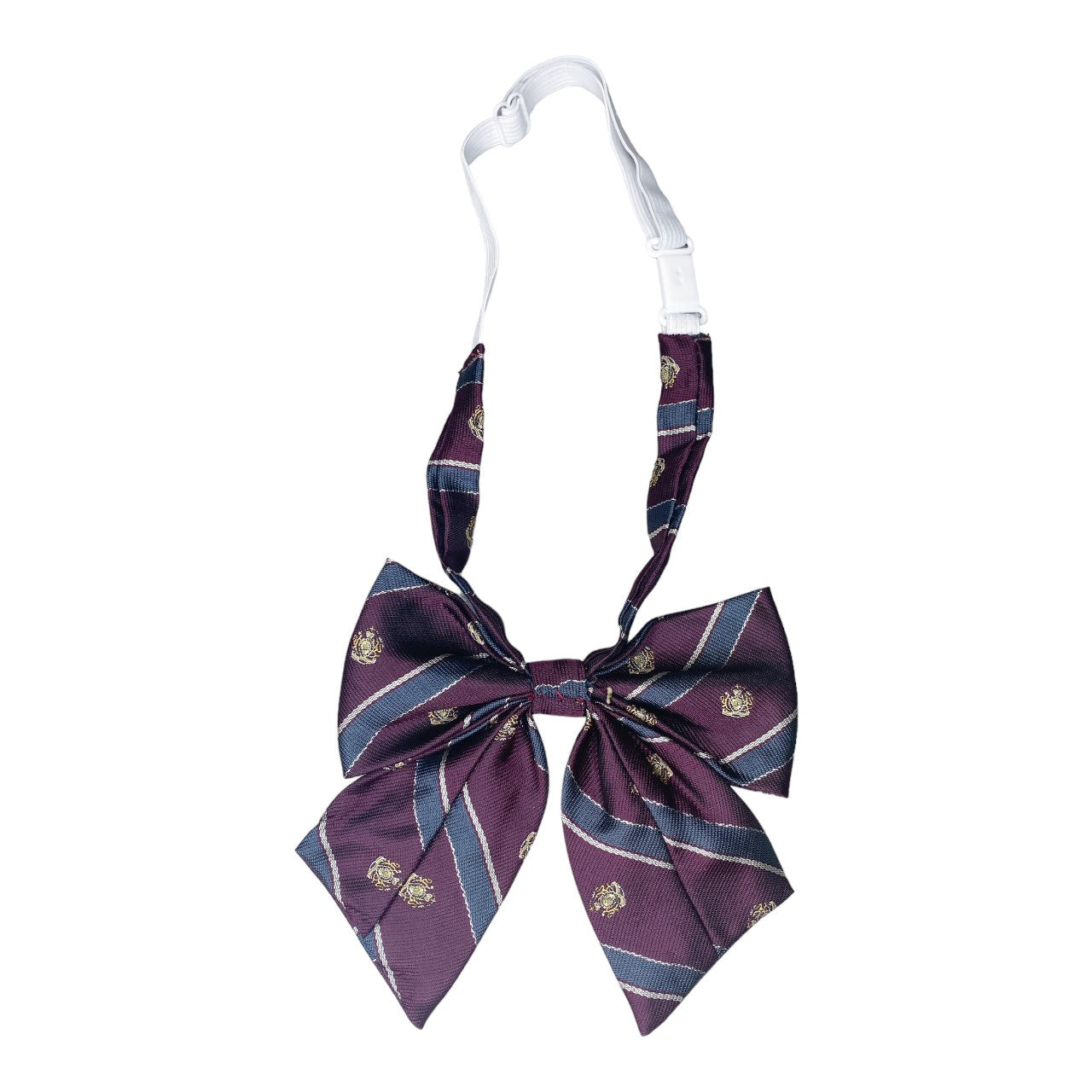 Burgundy Purple Crest Kogal Style Schoolgirl Bow