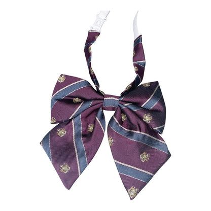 Burgundy Purple Crest Kogal Style Schoolgirl Bow