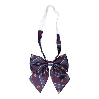 Burgundy Purple Crest Kogal Style Schoolgirl Bow