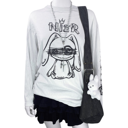 2000s Nier Emo Bunny Long Sleeve Tshirt Sz M