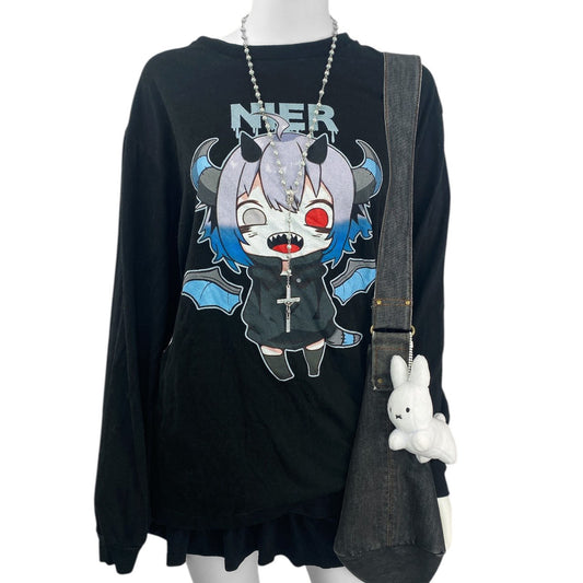 2000s Nier Devil Chibi Long Sleeve Tshirt Sz M/L