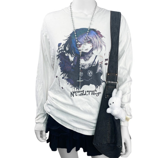 2000s Nier Watercolor Anime Girl Long Sleeve Tshirt Sz M