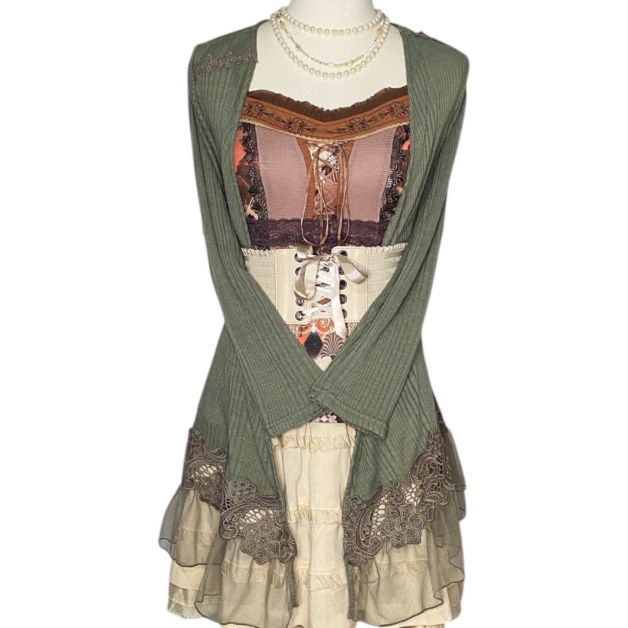 Axes Femme Mori Girl Forest Green Knit Cardigan Sz M