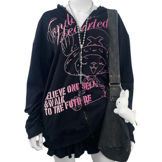 2010s One Piece Grail Hoodie "Tender Hearted" Tony Tony Chopper Sz L
