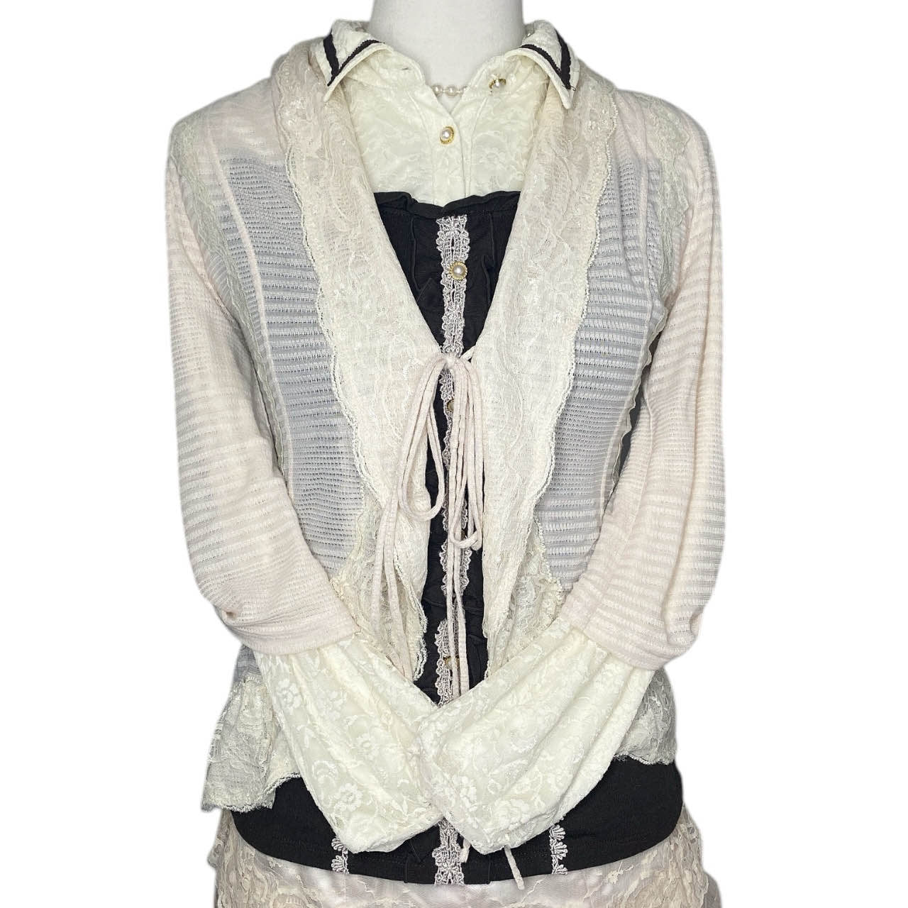 Ozz Oneste Mori Girl Delicate Lace Layering Cardigan Sz S