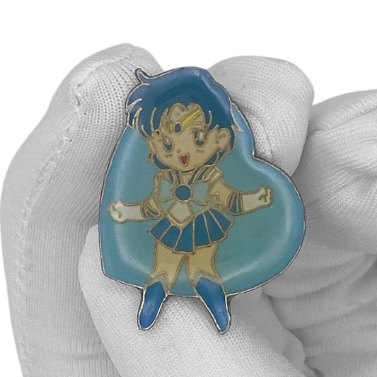 Vintage 90s Sailor Moon Enamel Pin - Sailor Mercury Heart