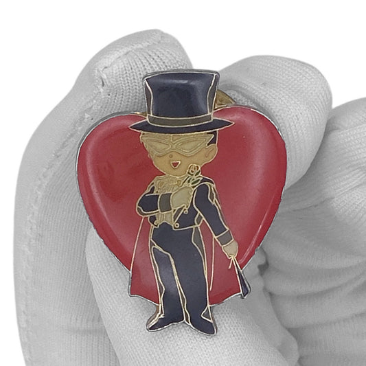 Vintage 90s Sailor Moon Enamel Pin - Tuxedo Mask Heart