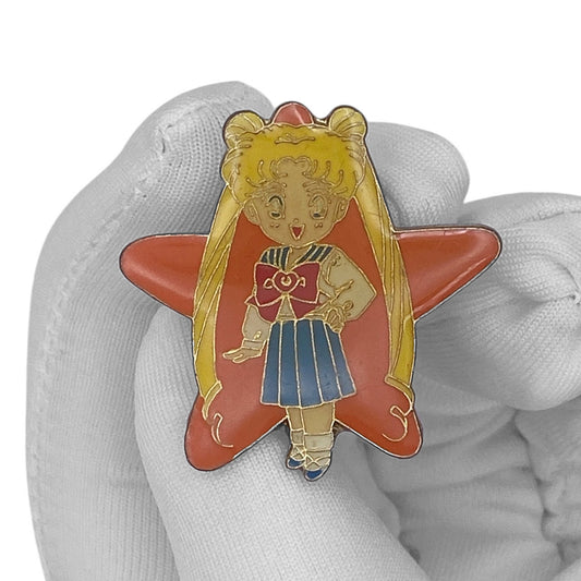 Vintage 90s Sailor Moon Enamel Pin - Sailor Moon Orange Star
