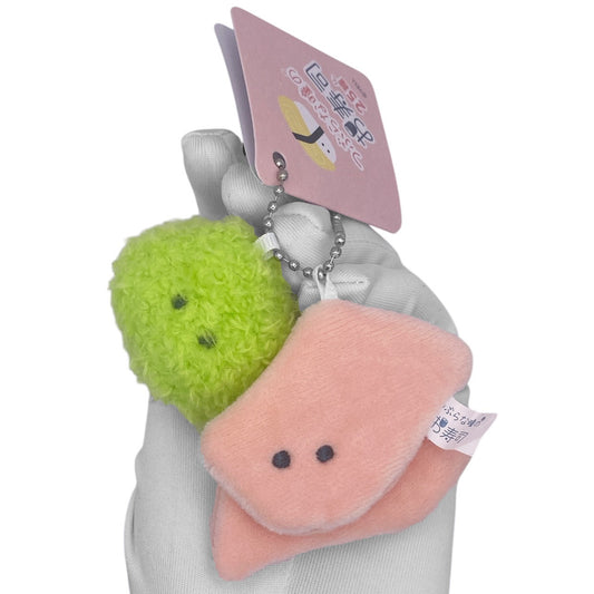 Deadstock New Round Eyes Mascot Plush Keychain - Ginger and Wasabi